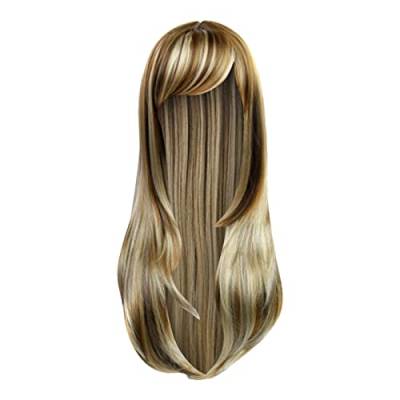 Synthetisches Hitzebeständige Faser Limei lange blonde Perücke Seide gerade Perücken für Mädchen freundlich Kunsthaar Mix Farbe Party Cosplay Warm bis Warm bis Aschblond Perücken (Yellow-3, One Size) von Junhasgood