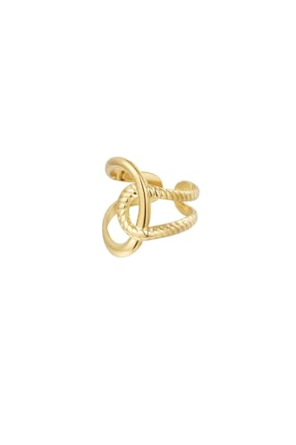 Jurawel Ring mit Schleife - Edelstahl Ring für Damen Mädchen, mit/ohne Zirkonia, Silber Gold, allergenfrei & hautverträglich von Jurawel