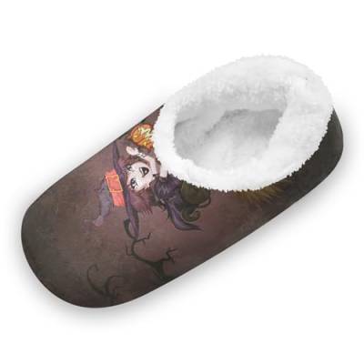 KAAVIYO Dunkle Hexe Zauberin Hausschuhe Anti-Rutsch Fuzzy Winter Pantoffeln Plüsch Damen Herren Warme Gefüttert Rutschfest Slipper Schuhe von KAAVIYO