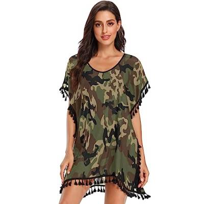 KAAVIYO Militär Grün Verstecken Chiffon Bademode Strand Vertuschen Damen Strandkleid Bikini Sommer Cover Up von KAAVIYO