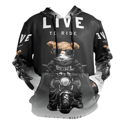 KAAVIYO Motorrad Cooler Bär Kapuzenpullis Kapuzenpullover Sport Sweatjacke Herren Mit 3D Druck Hoodie Kapuze für Mädchen Jungen Männer von KAAVIYO