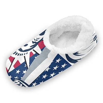 KAAVIYO Usa Amerika Hausschuhe Anti-Rutsch Fuzzy Winter Pantoffeln Plüsch Damen Herren Warme Gefüttert Rutschfest Slipper Schuhe von KAAVIYO