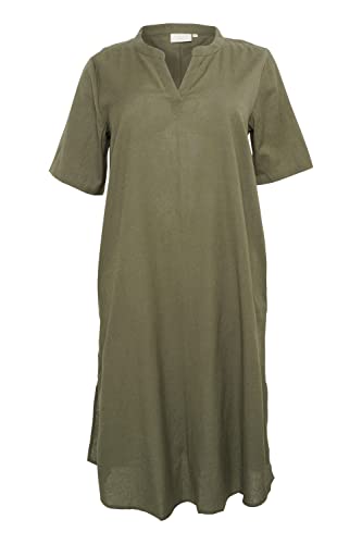 KAFFE CURVE Kleid KCmayi Damen Große Größen Kleid Kurzarm Lang Casual V-Ausschnitt Grape Leaf 48 von KAFFE CURVE