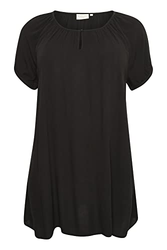 KAFFE CURVE Tunika KCami Tunika Kleid Große Größen Damen Kurzarm Lang Oberteil Tunikakleid Black Deep 42 von KAFFE CURVE