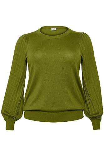 Kaffe Curve Plus-Size Damen Pullover Relaxed Fit Long Sleeves Crew Neck, Calla Green von KAFFE CURVE