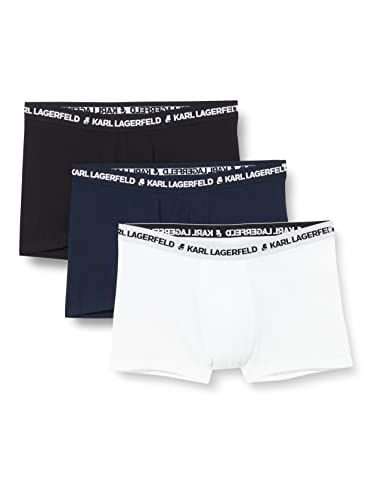 KARL LAGERFELD Herren Logo Monochrome Trunks (3er Pack) Weiß/Marine/Schwarz S von KARL LAGERFELD