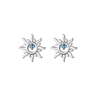 Mori kleine frische blaue Diamant ausgehöhlte Sonnenohrringe weibliche Dame Windlicht Perlenschraube Ohr Knochen Nagel von KCHYCV