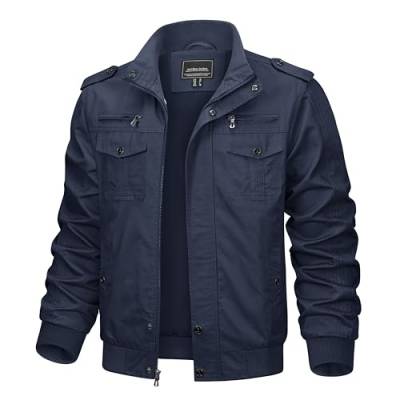 KEFITEVD Herren Übergangsjacke Herbst Feldjacke Blouson Herren Bundeswehr Jacke Arbeitsjacke Männer Jacke Übergang Sommerjacke Outdoor Jacke Freizeitjacke Navy Blau S von KEFITEVD