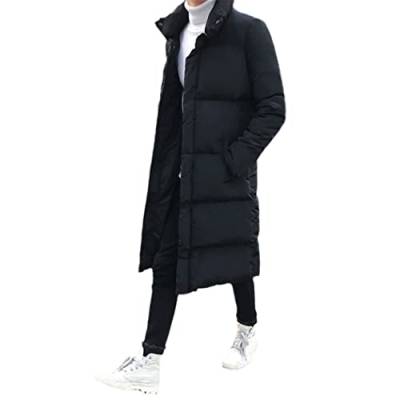 Herren Winterjacke Dicke Warme Lange Mäntel Kapuze Parka, schwarz 2, XXXXX-Large von KEHAIOO