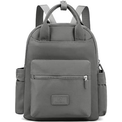 KESUDE damen Rucksack Klein Elegant, Cityrucksack Damen rucksackhandtasche Kleiner Schultertasche 2 in 1 Wasserdicht Damenrucksack Moderne Schultasche Nylon Reiserucksack Daypack für Frauen, Grau von KESUDE