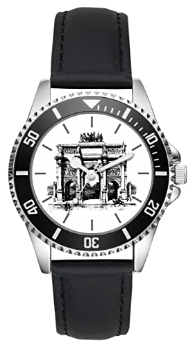 KIESENBERG Herrenuhr Triumphbogen Frankreich Paris Souvenir Fan Armbanduhr Geschenk Analog Quartz Lederarmband Uhr L-21200 von KIESENBERG
