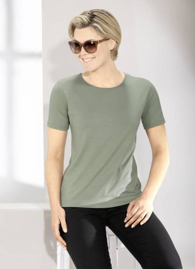 Kombistarkes Shirt in 9 Farben, Größe S (36/38), Khaki von KLAUS MODELLE