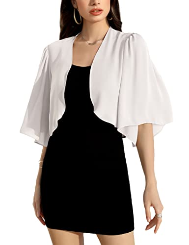 KOJOOIN Damen Festlich Bolero Elegant Chiffon Strickjacke 3/4 Ärmel Bolerojacke Leichte Sommerjacke zum Kleid für Hochzeit von KOJOOIN