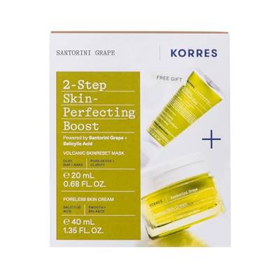 KORRES SANTORINI GRAPE Set 2-Step Boost für Hautperfektionierung, Vorteilsset für Frauen und Männer, Gesichtscreme 40 ml und Maske 20 ml, klärt ölige und Mischhaut, vegan von KORRES