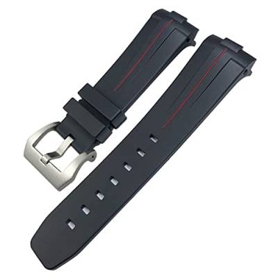 KOSSMA Gummi-Uhrenarmband mit gebogenem Ende, 24 mm, passend für Panerai PAM441/1312/00111, Edelstahl-Armband mit Schmetterlingsschnalle, Silikon-Sportarmband, 24 mm, Achat von KOSSMA