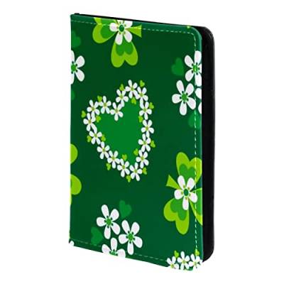 KQNZT Reisepasshülle Brieftasche PU-Leder Kartenetui Reisezubehör für Damen Herren,St. Patrick's Day Grüne Blume von KQNZT