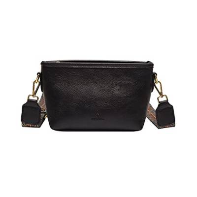 KUNKUN handtasche klein crossbody bag damen breiter gurt schwarz damen umhängetasche klein moderne frauen taschen stylish bauchtasche handtasche mit abnehmbarer schultergurt von KUNKUN