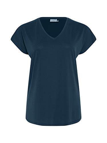 KAFFE CURVE T-Shirt KClina Damen Große Größen T-Shirt Kurzarm Casual Shirt V-Ausschnitt Midnight Marine S von KAFFE CURVE