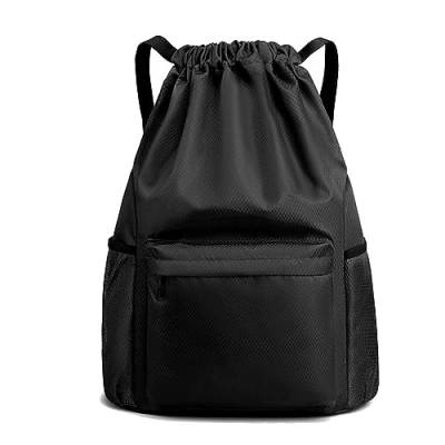 Kahdsvby 1 x Tasche mit Kordelzug, Reisetasche, Sporttasche, Fitness, für Damen, Schwarz, Schwarz von Kahdsvby