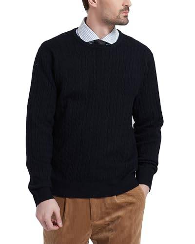 Kallspin Herren Wollmischung Zopfmuster Rundhalsausschnitt Pullover Sweater(Schwarz, M) von Kallspin