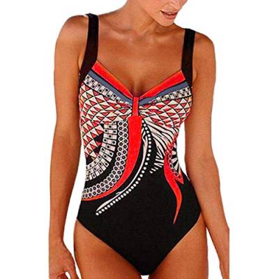 Badeanzug Damen Einteilige Bademode Blumen Schwimmanzug Push Up Bauchweg Badeanzüge V Ausschnitt Swimwear Figurformend Badebekleidung Strandmode Monokini Kanpola von Kanpola Bademode