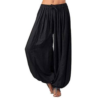 Kanpola Leinenhose Jogginghose Damen Einfarbig Haremshose Sommer Strandhosen Frauen Leinen Yoga Hose Sommerhose mit Kordelzug Loose Bequem Freizeithose von Kanpola Damen Sweatshirts