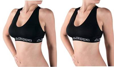 Kappa Damen Sport-BH Racerback Stretch-Gewebe weich und atmungsaktiv ohne Bügel und Nähte., Schwarz L/XL von Kappa