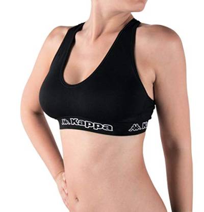 Kappa Damen Sport-BH Racerback Stretch-Gewebe weich und atmungsaktiv ohne Bügel und Nähte., Schwarz S/M von Kappa