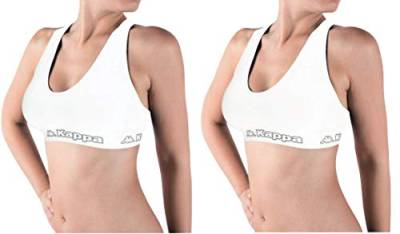 Kappa Damen Sport-BH Racerback Stretch-Gewebe weich und atmungsaktiv ohne Bügel und Nähte., Weiß S/M von Kappa