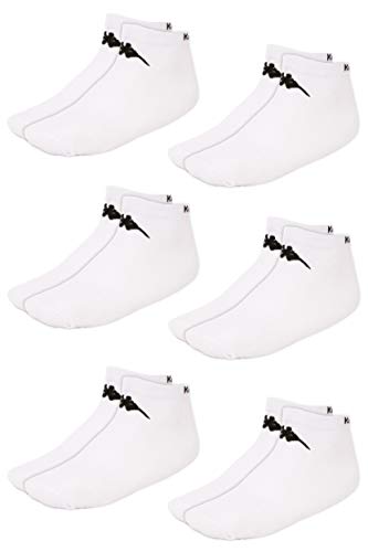 Kappa VAHEL Sneaker-Socken Unisex | leichte, robuste Socken für Damen und Herren | ideal zu Turnschuhen und Sneakers | atmungsaktiv | Baumwoll-Polyamid-Elasthan Mix | 6er Pack, weiß, Größe 43-46 von Kappa