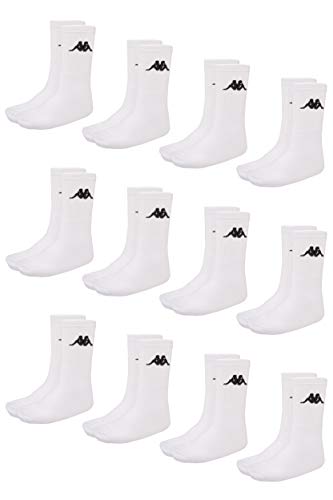 Kappa VEGRIT Sportsocken Unisex | ideal auch als Wandersocken | Damen- und Herren Socken für Sport und Freizeit | atmungsaktiver Baumwoll-Polyester-Elasthan Mix | 12er Pack, weiß, Größe 43-46 von Kappa