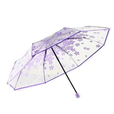 Bubble-Regenschirm, klarer Bubble-Regenschirm für Damen - Hochzeitsschirm mit Blumenmuster und Kuppelabdeckung - Faltbarer Blasenschirm, Blumen, transparenter Regen, Kuppelschirme für Mädchen von Kasmole
