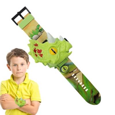 Kasmole Cartoon-Dinosaurier-Projektionsuhr,Dinosaurier-Projektor-Taschenlampenspielzeug mit 24 Mustern | Fackel mit Tiermuster, Lernspielzeug, Geschenk für Kinder, Kleinkinder, Jungen, Geburtstag von Kasmole
