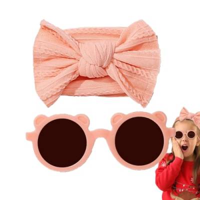 Kasmole Neugeborenen-Stirnband-Schleifen,Baby-Stirnband-Schleifen - Kopfbedeckungsbrillen-Set für Kinder,Baby-Mädchen-Schleifen-Stirnband-Sonnenbrillen-Set, niedliche Nylon-Schleifen-Haarbänder, von Kasmole
