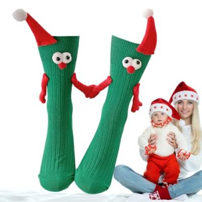 Magnetische Socken, die Hände halten - Paarsocken halten sich an den Händen | Weihnachts-Mid-Tube-Socken Neuheit 3D-Puppenpaar-Socken Socken, die Hände halten Kasmole von Kasmole