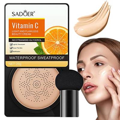 Pilzkopf-Stiftung | Vitamin C Pilzkopf Concealer Kissen - BB Cream Gesichts-Make-up-Grundlage für reife Haut, feuchtigkeitsspendender Concealer, hellt langanhaltenden, ebenmäßigen Hautton auf Kasmole von Kasmole