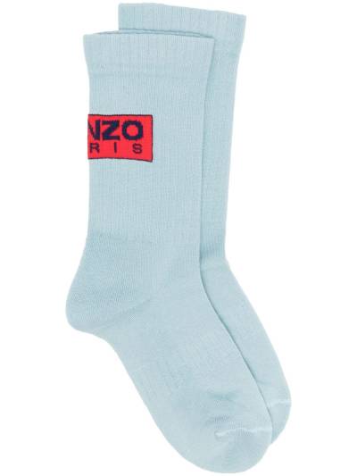 Kenzo Gerippte Socken mit Logo-Patch - Blau von Kenzo