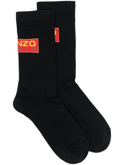 Kenzo Gerippte Socken mit Logo - Schwarz von Kenzo