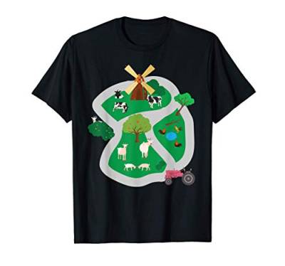 Spielteppich Dorf Track Vorn - Spielstraße Auto Geschenk T-Shirt von Kinder Dorf Teppich Landschaft Tier Motive