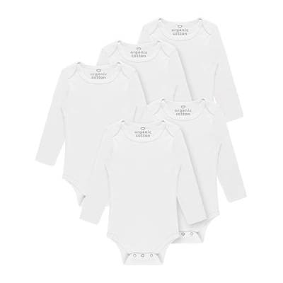 Kindsgard Baby langärmeliger Body trunder - 5er Pack, Größe 62, weiche und hochwertige 100% Bio-Baumwolle - Weiß von Kindsgard