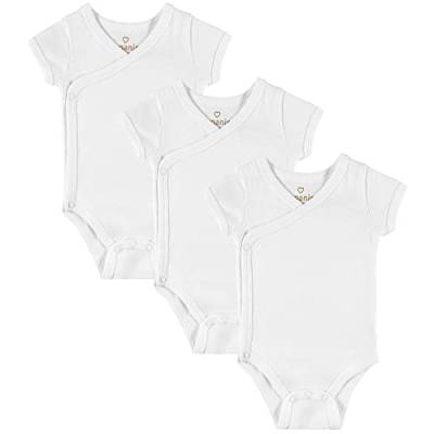 Kindsgard Baby kurzärmeliger Wickelbody trunder - 3er Pack, Größe 62, weiche und hochwertige 100% Bio-Baumwolle - Weiß von Kindsgard