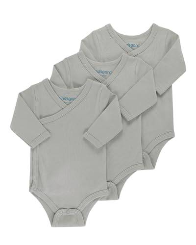 Kindsgard Wickelbody 3er-Pack Langarm Grau - Größe 50 - Baby Body Langarm - Einfaches An- & Ausziehen - Zertifiziert nach OEKO-TEX Standard von Kindsgard