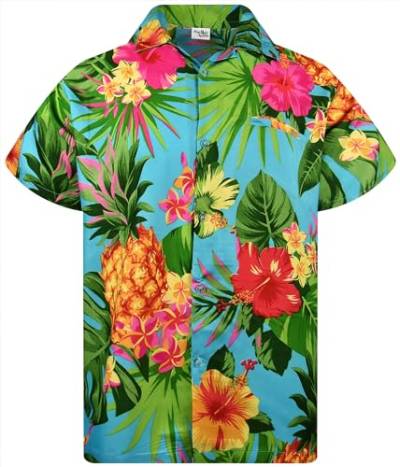 King Kameha Funky Hawaiihemd, Herren, Kurzarm, Ananas, Türkis, XL von King Kameha