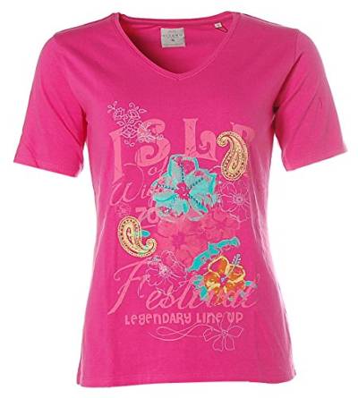 Kitaro Damen Kurzarm Shirt T-Shirt V-Ausschnitt 38 pink rosa Isle Festival von Kitaro