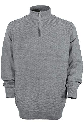 Kitaro Pullover Troyer Strick Pulli Stehkragen Baumwolle Knit Zip Herren, Farbe:grau, Herrengrößen:4XL von Kitaro