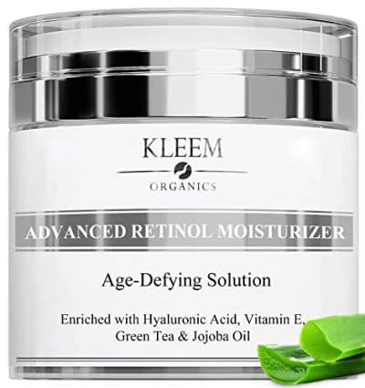 Bio-Nacht Feuchtigkeitsspendende Gesichtscreme mit Hyaluronsäure und Retinol - Anti Aging Creme Frauen und Männer zur Reduzierung von Falten, dunklen Flecken, feinen Linien und Sonnenschäden-50ml von Kleem Organics