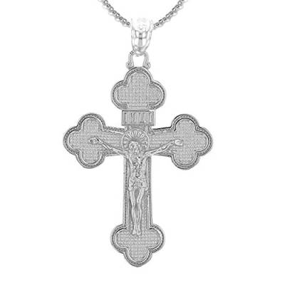 Sterling Silber 925 Östlich Orthodoxe Kruzifix Kreuz Anhänger Halskette von Kleine Schätze