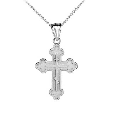 925 Sterling Silber Russisch-orthodoxen Kreuz-Charme-Anhänger Halskette (Kommt mit Eine 45 cm Kette) von Kleine Schätze