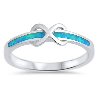 Kleine Schätze Damen Ring 925 Sterling Silber Licht Blau Opal Unendlichkeit von Kleine Schätze