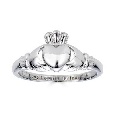 925 Sterling Silber Love Loyalty Friendship graviert Claddagh Ring von Kleine Schätze